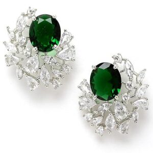 Green American Diamond Stud Earrings