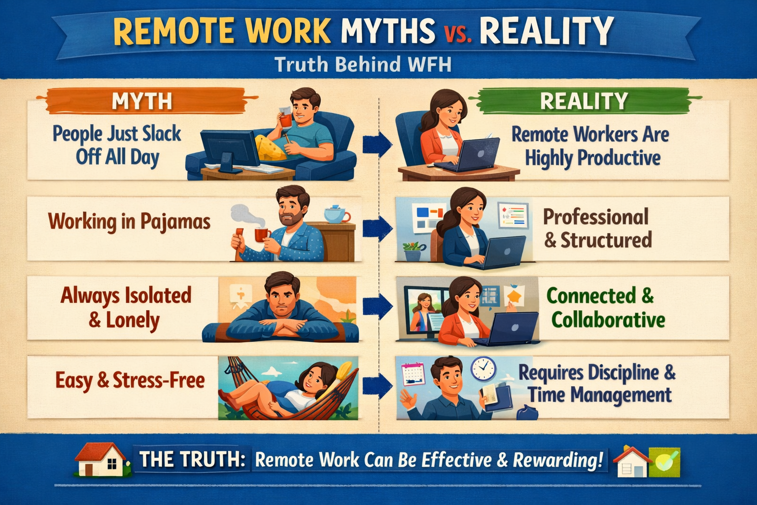 Read more about the article Remote Work Myths vs Reality: Truth Behind WFH
